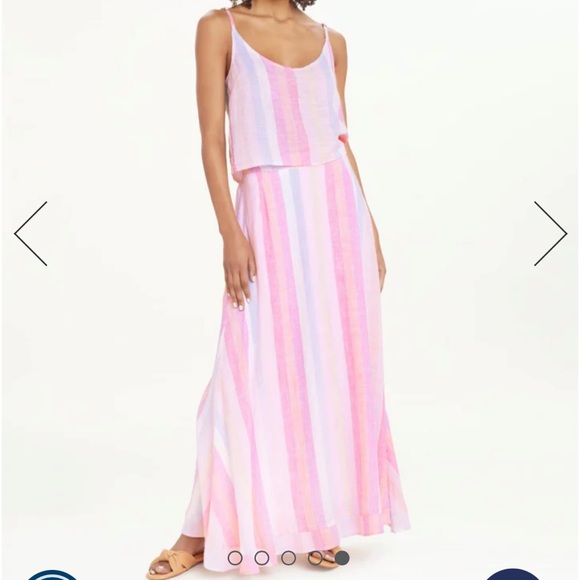 NWT👕 Splendid Sunset Hibiscus Stripe Linen Blend Tank Top SZ-XS - Picture 4 of 12